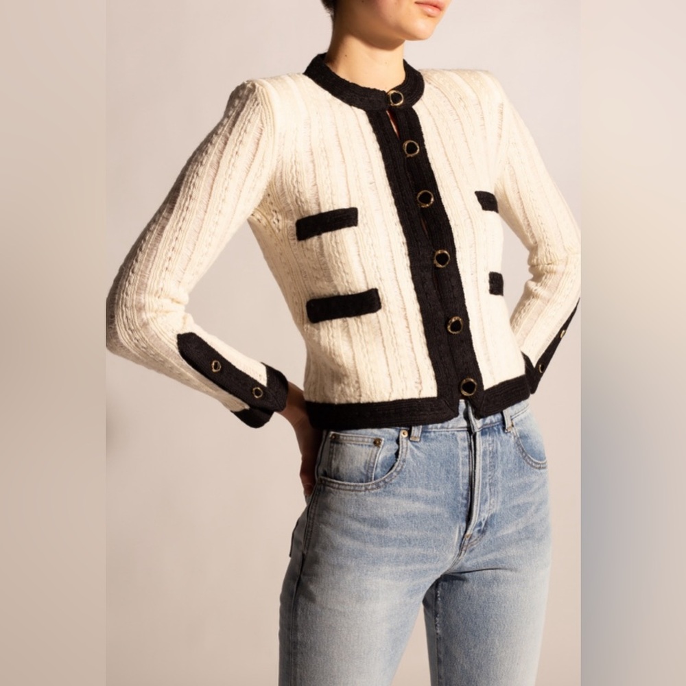 SAINT LAURENT
Two-tone Ribbed Wool Jacket
Contrast-Trim Wool Jacket